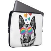 Hund mit Herz-Valentinstag Laptopschutzhülle (Vorne Rechts)
