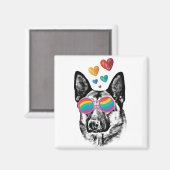 Hund mit Herz-Valentinstag Magnet (Vorderseite/Rückseite)