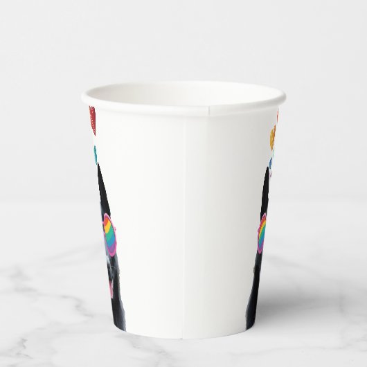 Hund mit Herz-Valentinstag Pappbecher (Rechts)