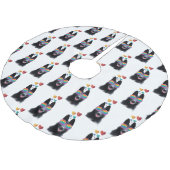 Hund mit Herz-Valentinstag Polyester Weihnachtsbaumdecke (Schrägansicht)