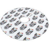 Hund mit Herz-Valentinstag Polyester Weihnachtsbaumdecke (Schrägansicht)