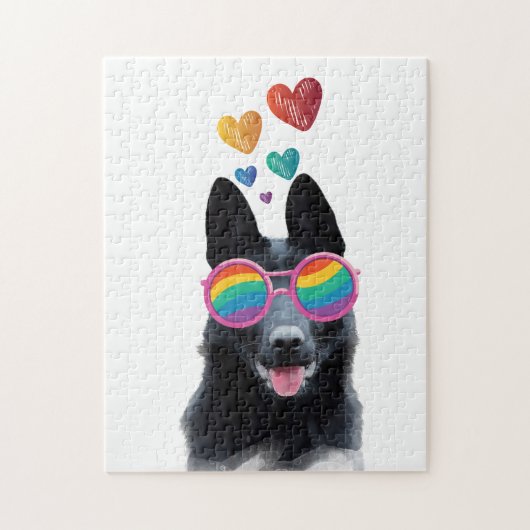 Hund mit Herz-Valentinstag Puzzle (Vertikal)