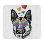 Hund mit Herz-Valentinstag Schneidebrett (Vorderseite)