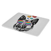 Hund mit Herz-Valentinstag Schneidebrett (Ecke)