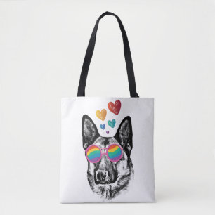 Hund mit Herz-Valentinstag Tasche