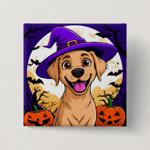 Hund mit Hexenhut Button