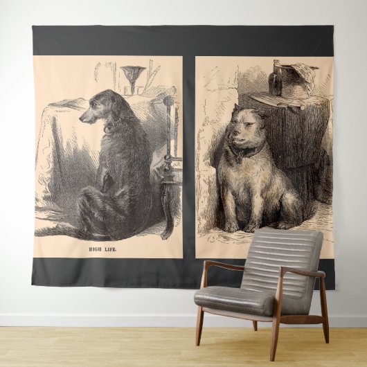 Hund mit hohem Leben, Hund mit niedrigem Leben Wandteppich (Beispiel (Horizontal))