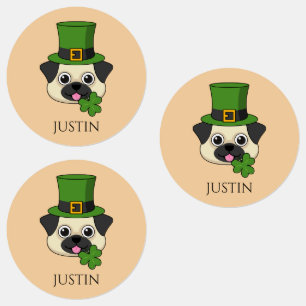 Hund mit Hut und Kleeblatt St Patrick's   Personal Etiketten