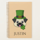 Hund mit Hut und Kleeblatt St Patrick's | Personal Planer (Vorderseite)