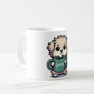 Hund mit Kaffeetasse