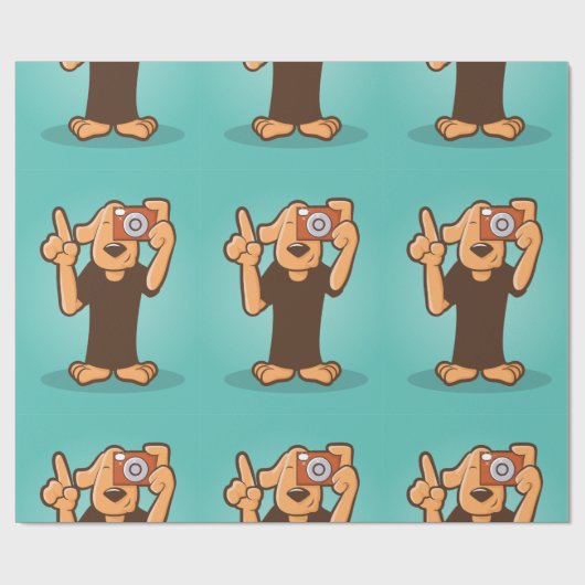 Hund mit Kamera Geschenkpapier (Flach)