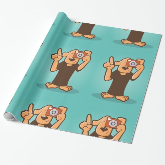 Hund mit Kamera Geschenkpapier (Ungerollt)