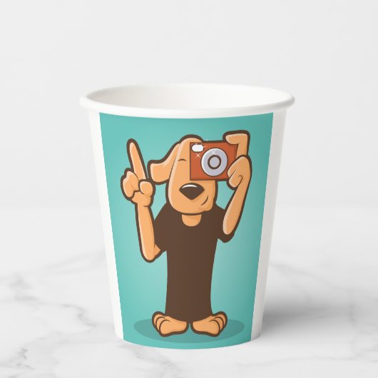 Hund mit Kamera Pappbecher (Vorderseite)