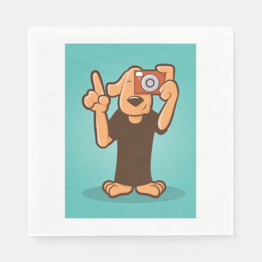 Hund mit Kamera Serviette (Vorderseite)