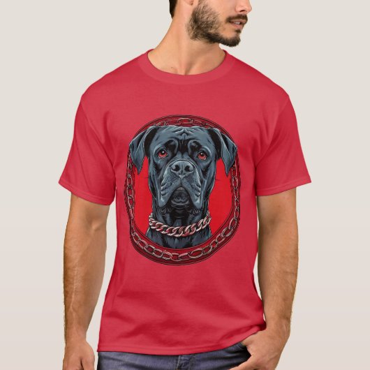 Hund mit Kettband und fett Hintergrund T-Shirt (Vorderseite)