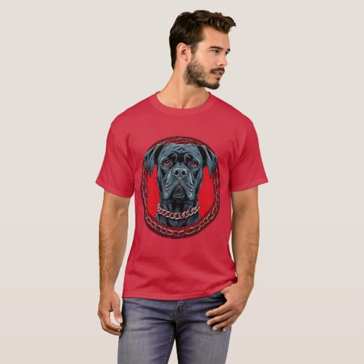 Hund mit Kettband und fett Hintergrund T-Shirt (Vorne ganz)