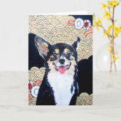 Hund mit Kimono-Gruß-Karte Karte (Gelbe Blume)