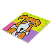 Hund mit Knochen Abstrakte Kunst Fliese (Seite)