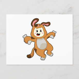 Hund mit Knochen als Kaninchen Postkarte