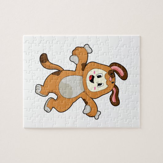 Hund mit Knochen als Kaninchen Puzzle (Horizontal)