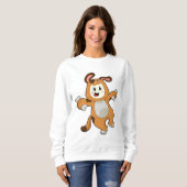 Hund mit Knochen als Kaninchen Sweatshirt (Vorne ganz)