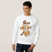 Hund mit Knochen als Kaninchen Sweatshirt (Vorne ganz)