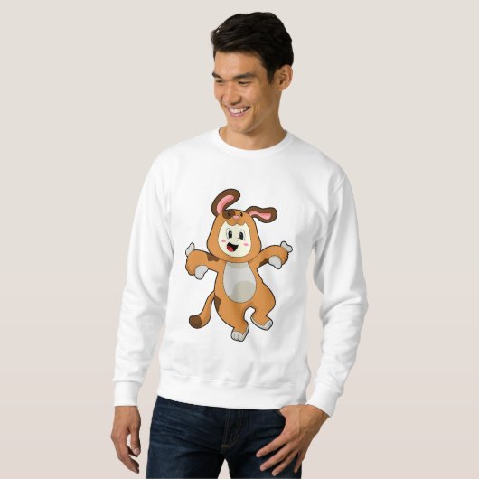 Hund mit Knochen als Kaninchen Sweatshirt (Vorne ganz)