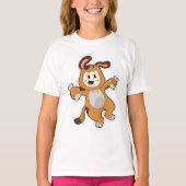 Hund mit Knochen als Kaninchen T-Shirt (Vorderseite)