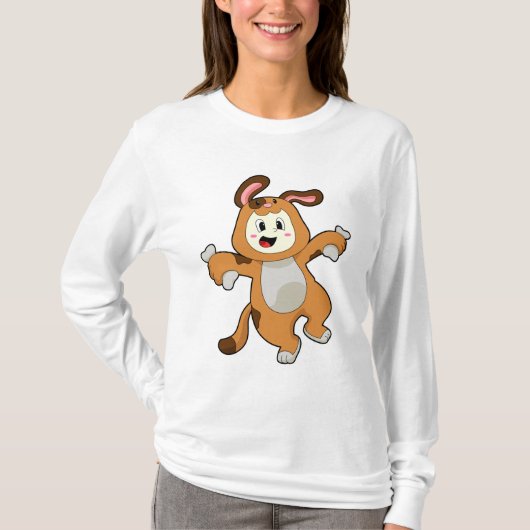Hund mit Knochen als Kaninchen T-Shirt (Vorderseite)