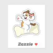 Hund mit Knochen Aufkleber (Blatt)