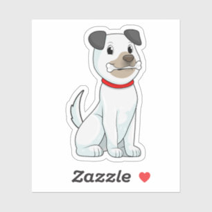 Hund mit Knochen Aufkleber