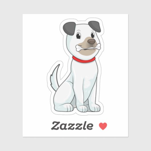 Hund mit Knochen Aufkleber (Blatt)