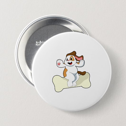Hund mit Knochen Button (Vorne & Hinten)