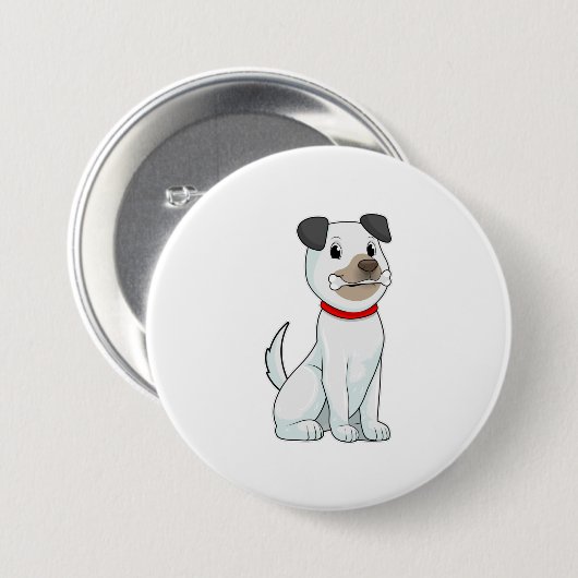 Hund mit Knochen Button (Vorne & Hinten)