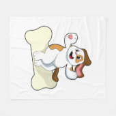 Hund mit Knochen Fleecedecke (Vorderseite (Horizontal))