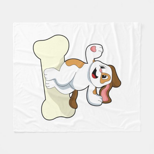Hund mit Knochen Fleecedecke (Vorderseite (Horizontal))