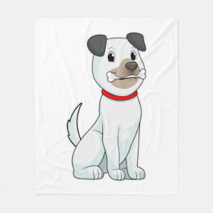 Hund mit Knochen Fleecedecke