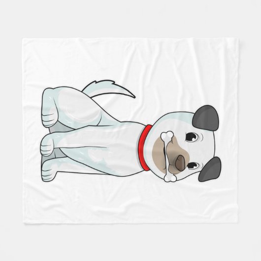 Hund mit Knochen Fleecedecke (Vorderseite (Horizontal))