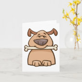 Hund mit Knochen Karte (Gelbe Blume)
