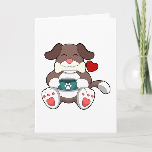 Hund mit Knochen Karte (Vorderseite)