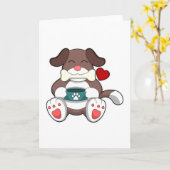 Hund mit Knochen Karte (Gelbe Blume)