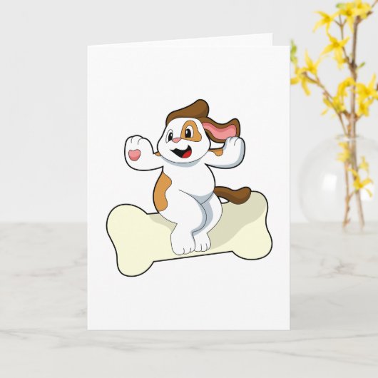 Hund mit Knochen Karte (Gelbe Blume)