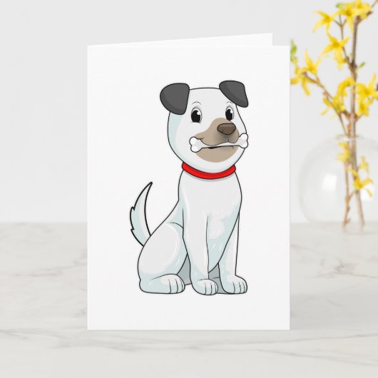 Hund mit Knochen Karte (Gelbe Blume)