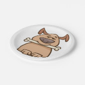 Hund mit Knochen Pappteller (Schrägansicht)