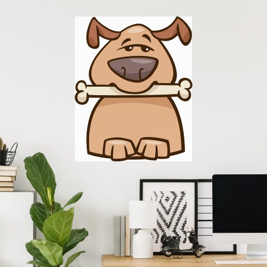 Hund mit Knochen Poster (Heimbüro)