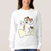 Hund mit Knochen Sweatshirt (Vorderseite)