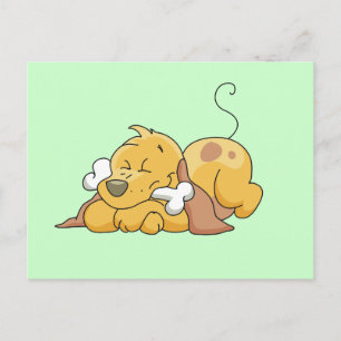 Hund mit Knochentrecken und Geschenken Postkarte