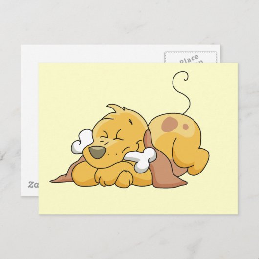 Hund mit Knochentrecken und Geschenken Postkarte (Vorne/Hinten)