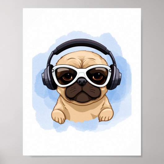 Hund mit Kopfhörern 2 Poster (Vorne)