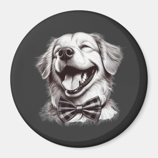 Hund mit Krawatte Magnet (Vorne)